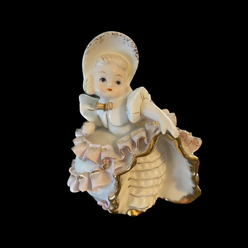 Vintage Lefton Girl with Pink Bloomers Figurine Signed by George Lefton